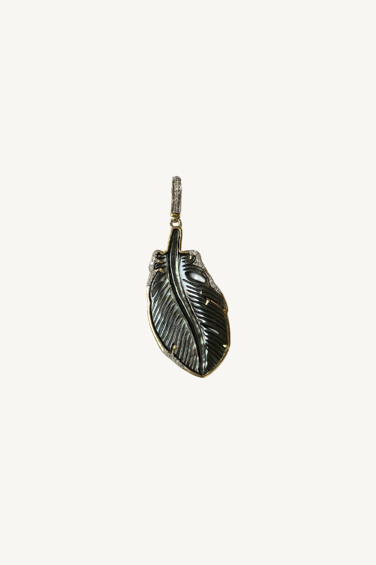grey mother of pearl feather pendant