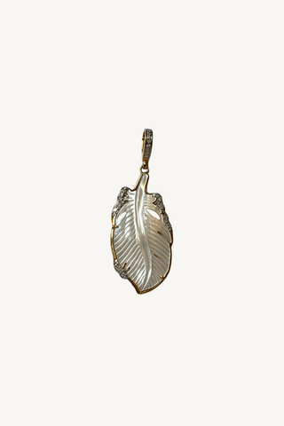 white mother of pearl feather pendant