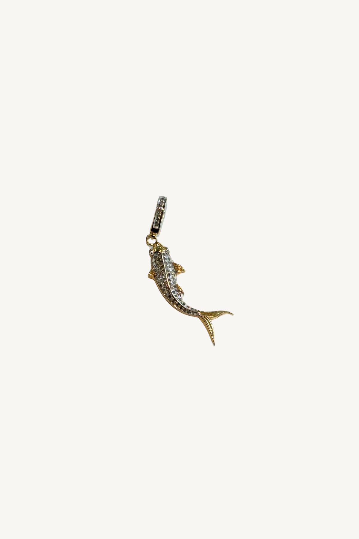 pave diamond flipping fish pendant