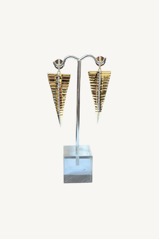 gold and diamond triangle earrings