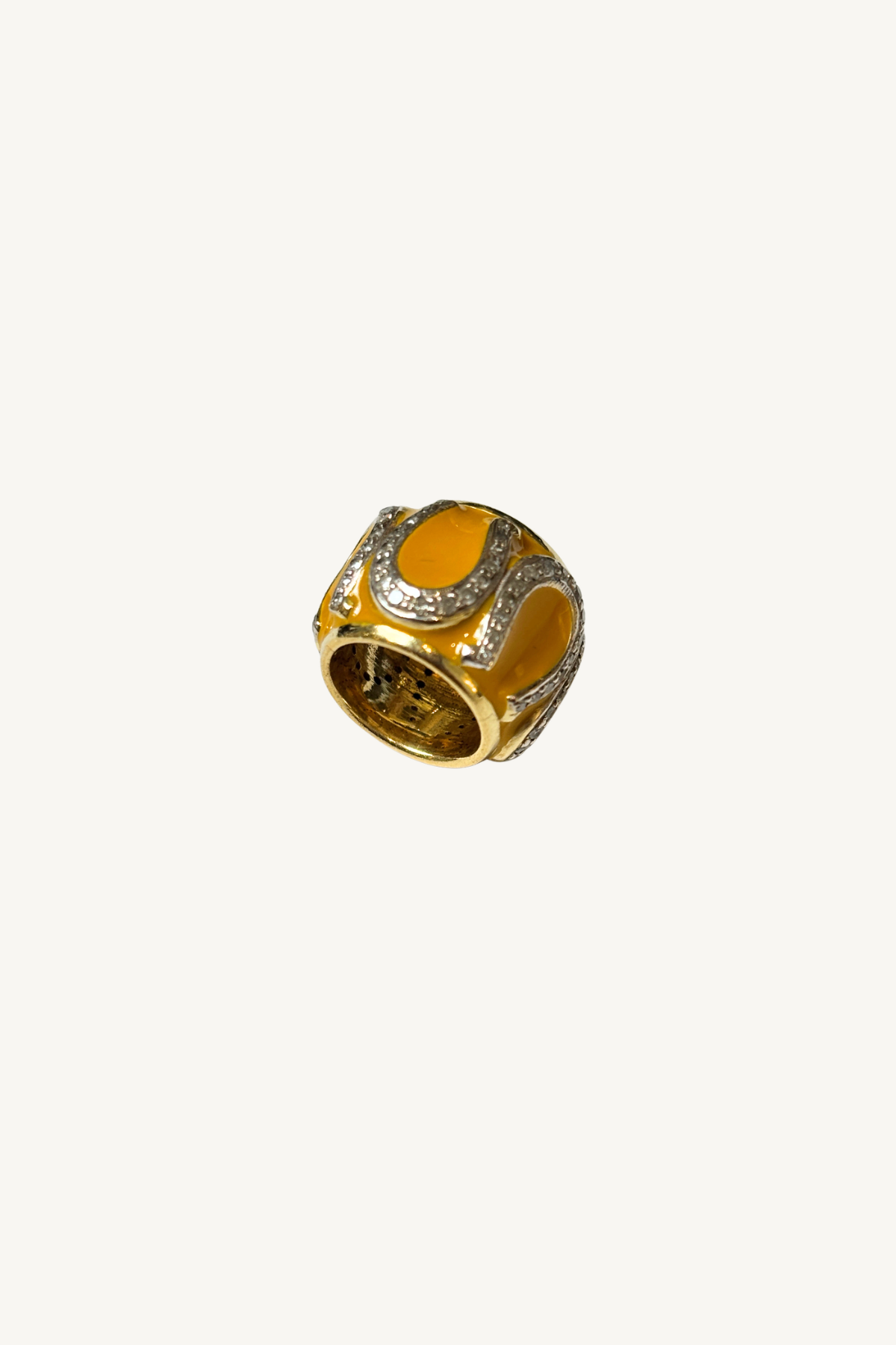 yellow enamel and diamond horseshoe bead