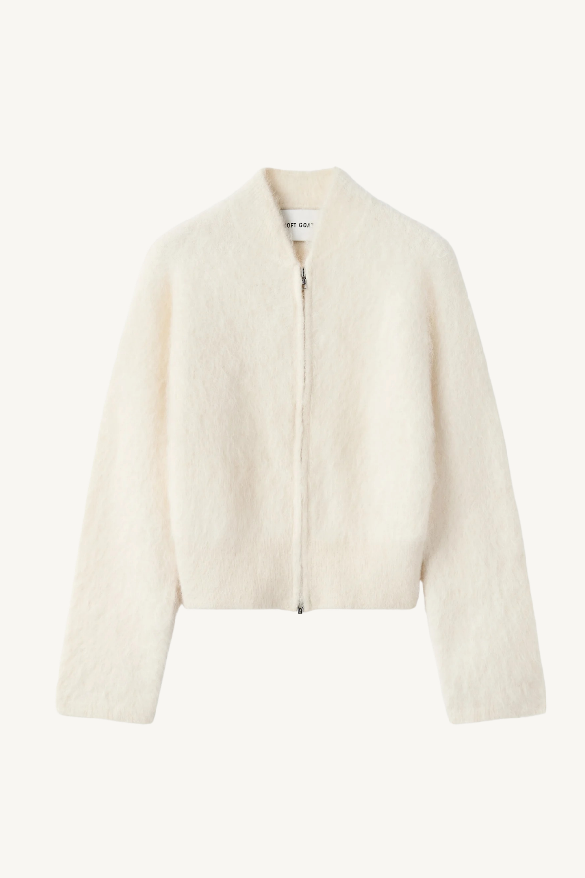 alpaca zip cardigan - feather white