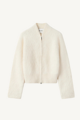 alpaca zip cardigan - feather white