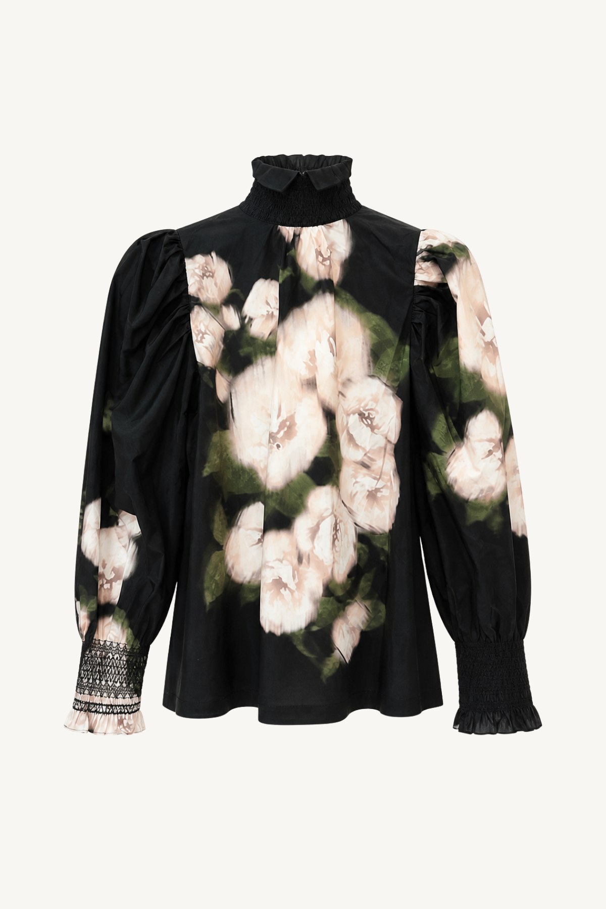 smocked shirt - ebony rose bouquet