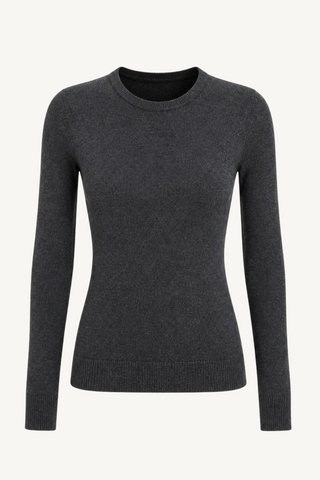 cashmere easy cuffed crew - charcoal
