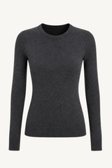cashmere easy cuffed crew - charcoal