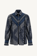 smocked shirt - indigo bandana