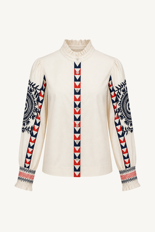 embroidered shirt - vanilla multi