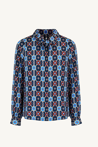 veronica twill blouse - chain blue