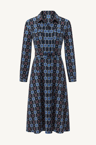 brielle twill dress - chain blue