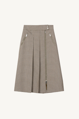 pleated tweed midi skirt - espresso multi