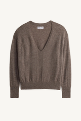 softest silk cashmere v-neck - hazelnut