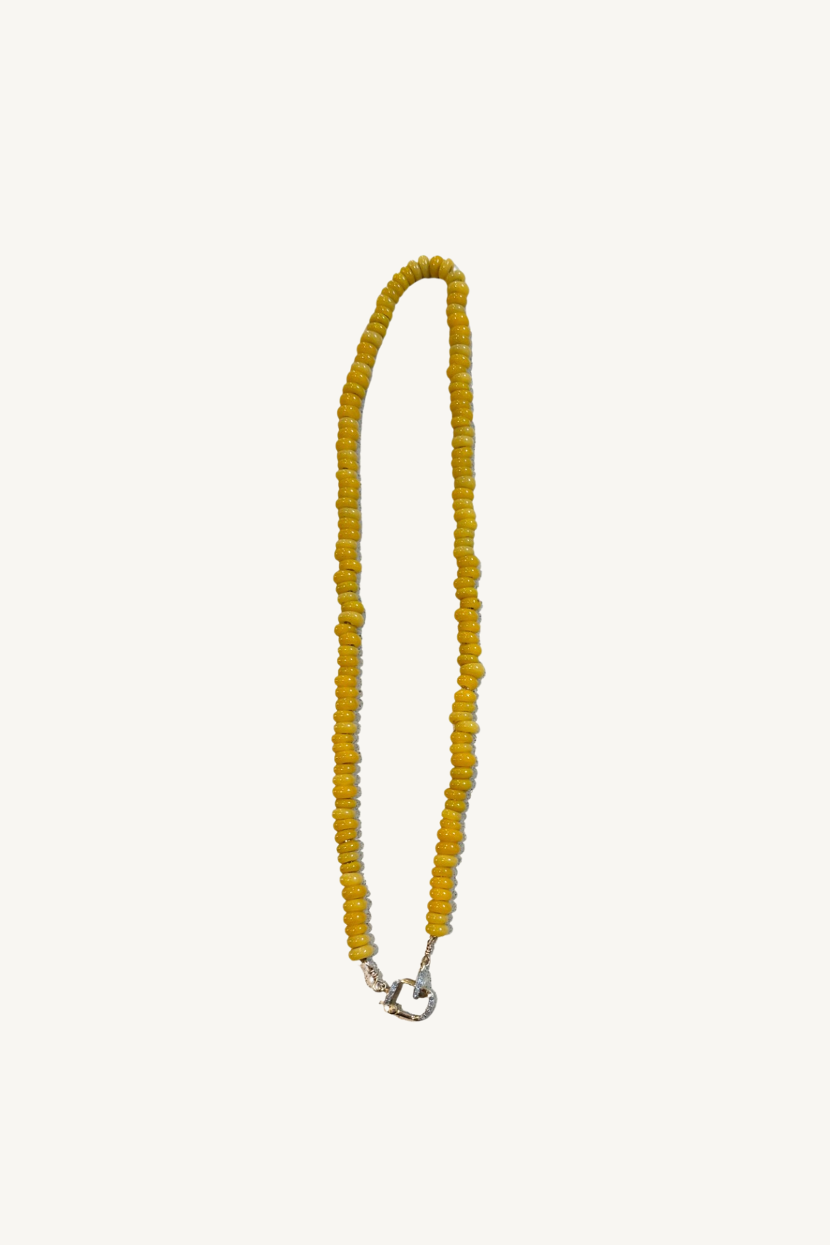 yellow jade beaded necklace with pave diamond clasp