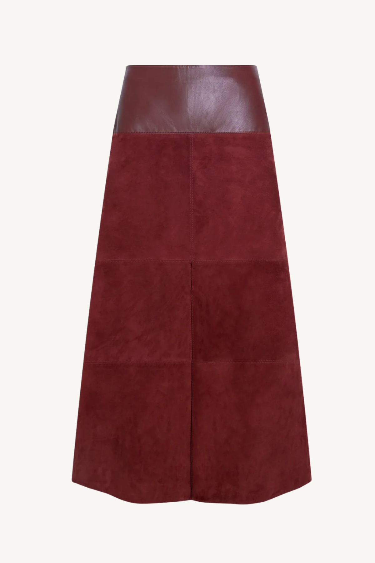 hudson skirt - deep redwood suede and leather combo