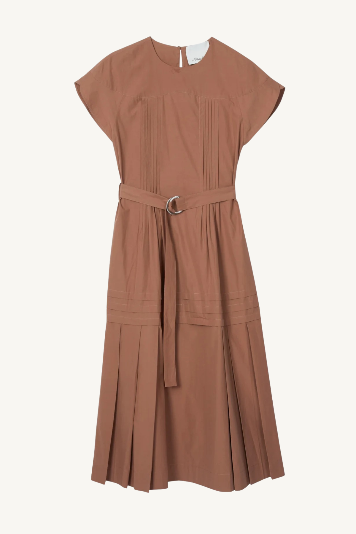 pleated poplin tulip dress - sable
