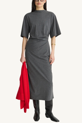 luna cinched maxi dress - heathered charcoal