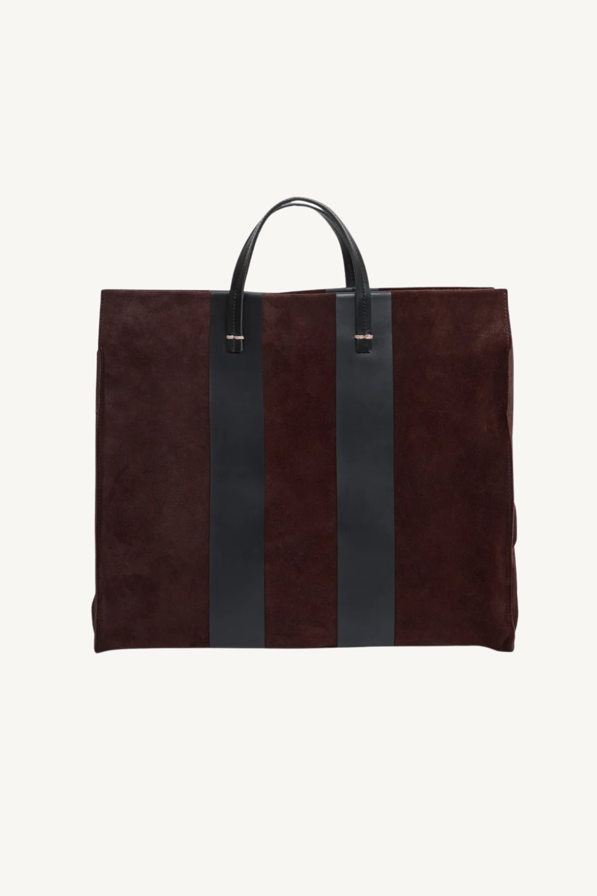 simple tote - truffle suede with racing stripes