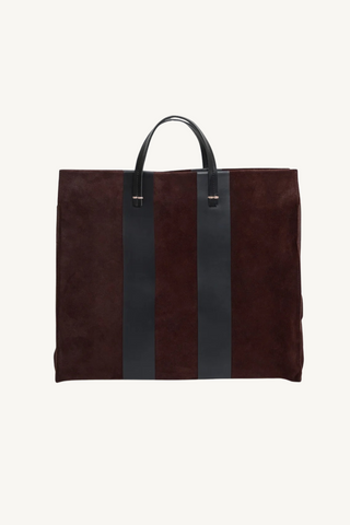 simple tote - truffle suede with racing stripes
