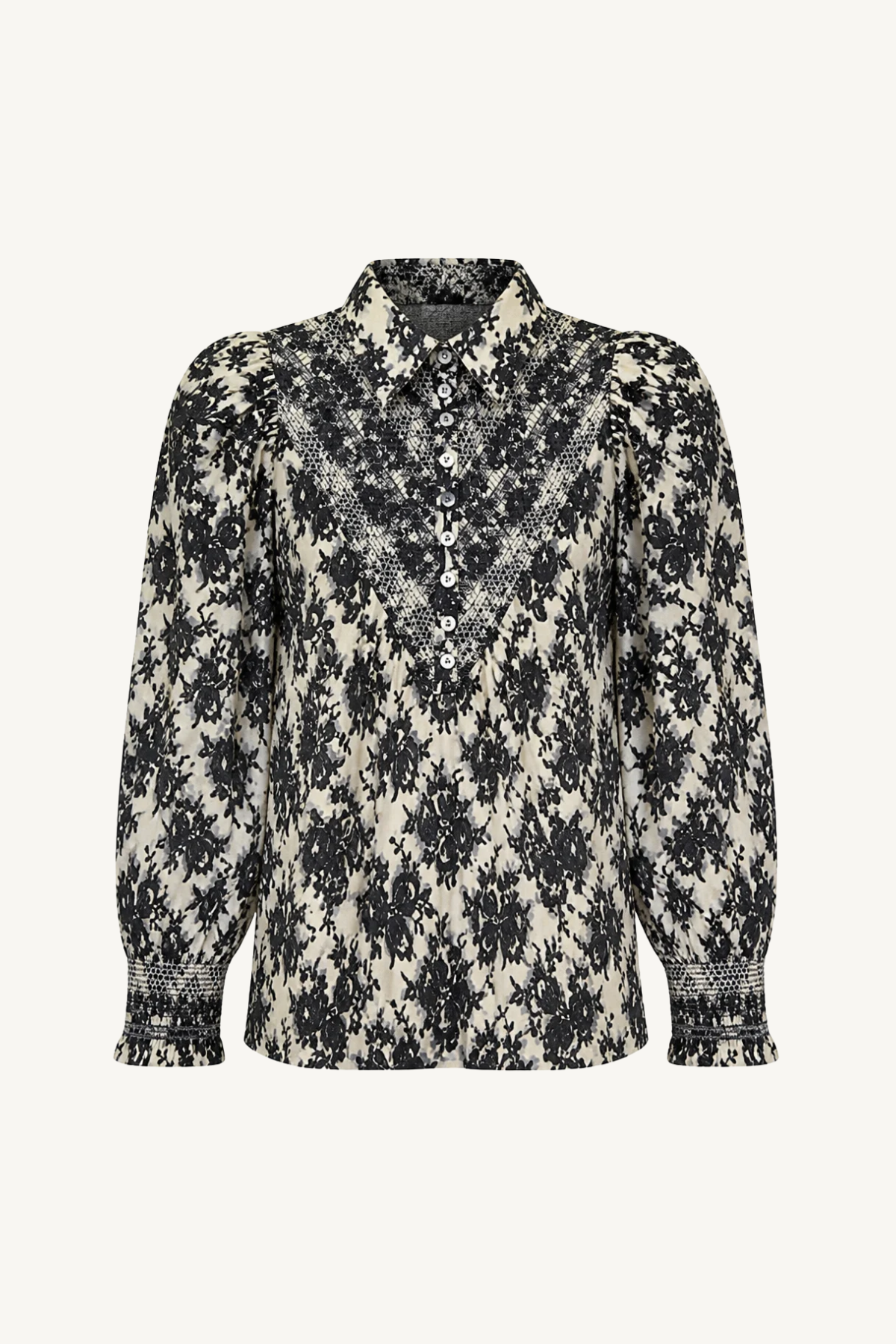 smocked shirt - classic lace