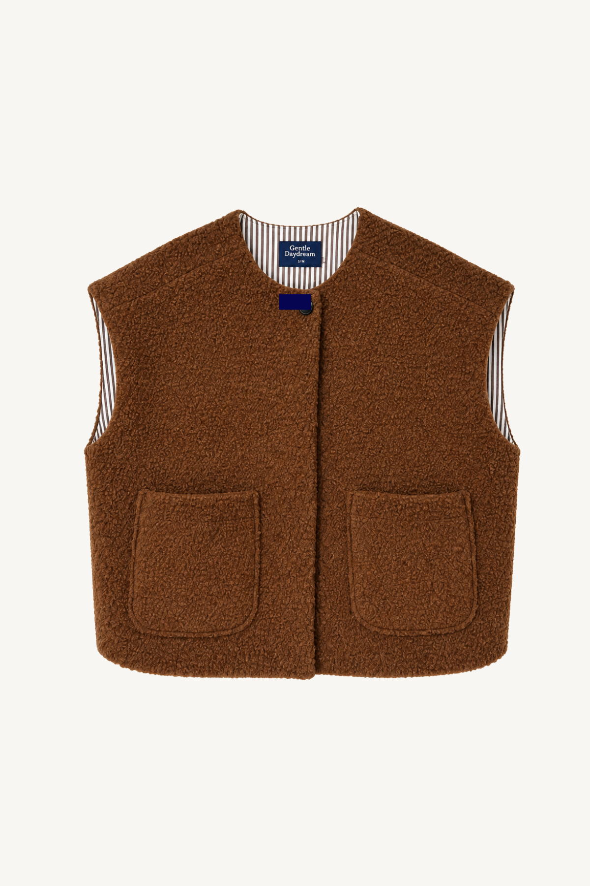 teddy button vest - teddy brown