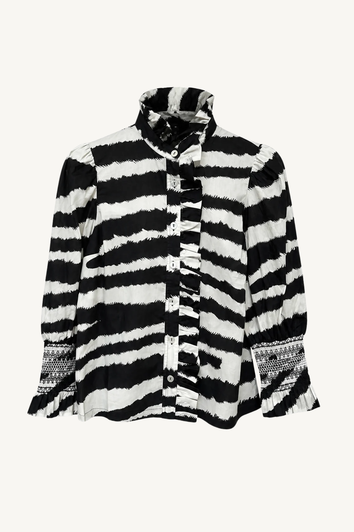 frilled button down - zebra