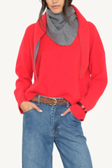 le petit scarf - pewter gray/ apple red