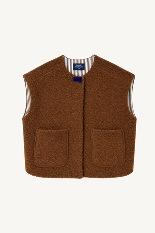 teddy button vest - teddy brown