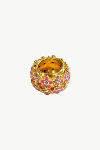 pink and gold flower bead