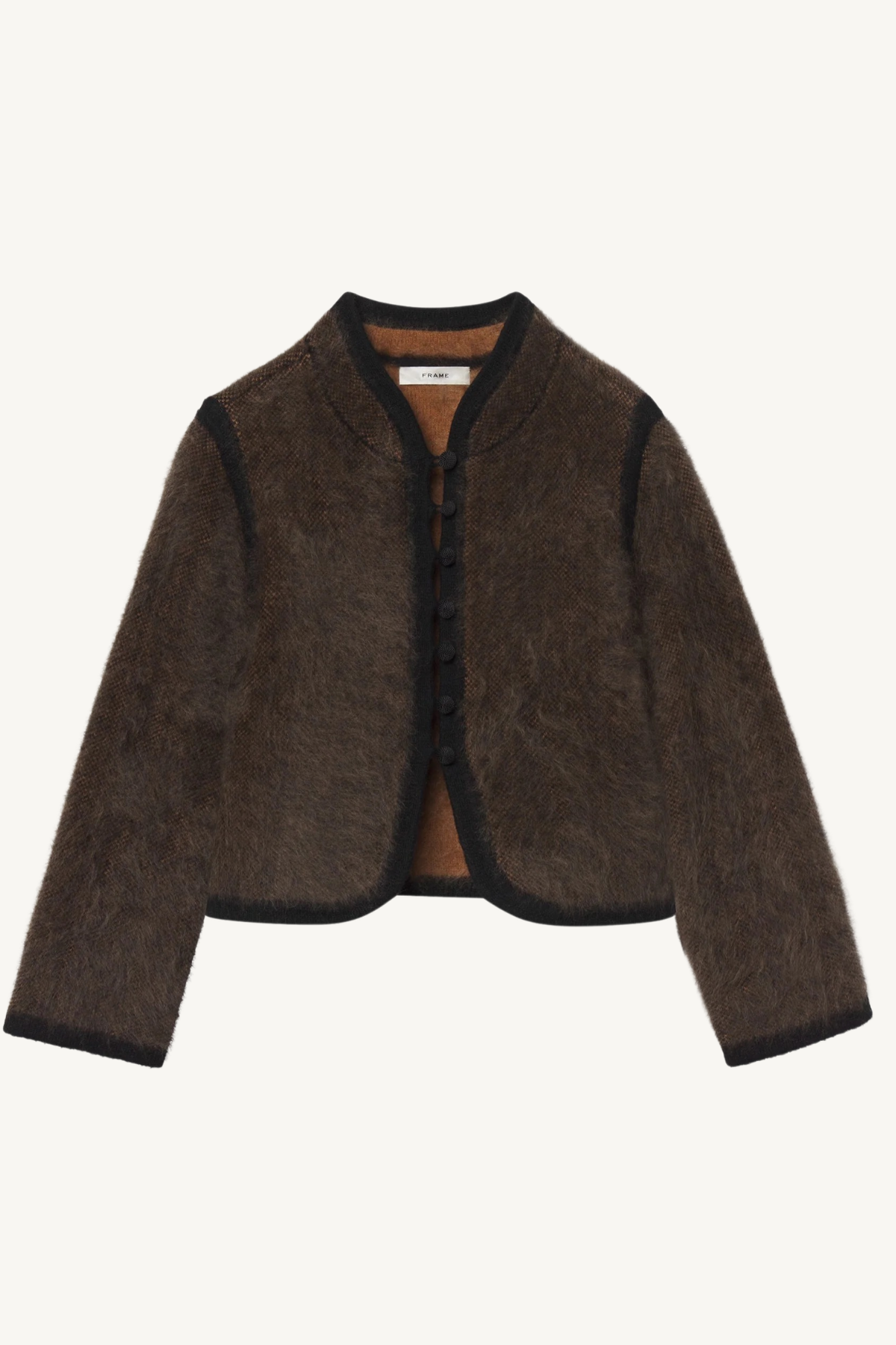 brushed cashmere cardigan - taupe multi plaid