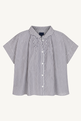 wave collar shirt - popeline brown sticks