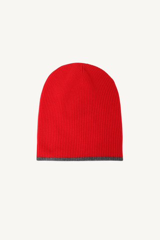 benson beanie - apple red/ pewter gray