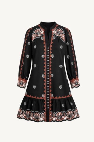 gunilla dress - onyx black with papyrus
