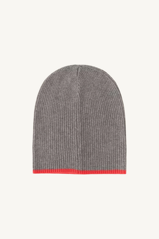 benson beanie - pewter gray/ apple red