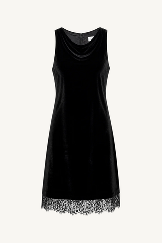liquid velvet short dress - black