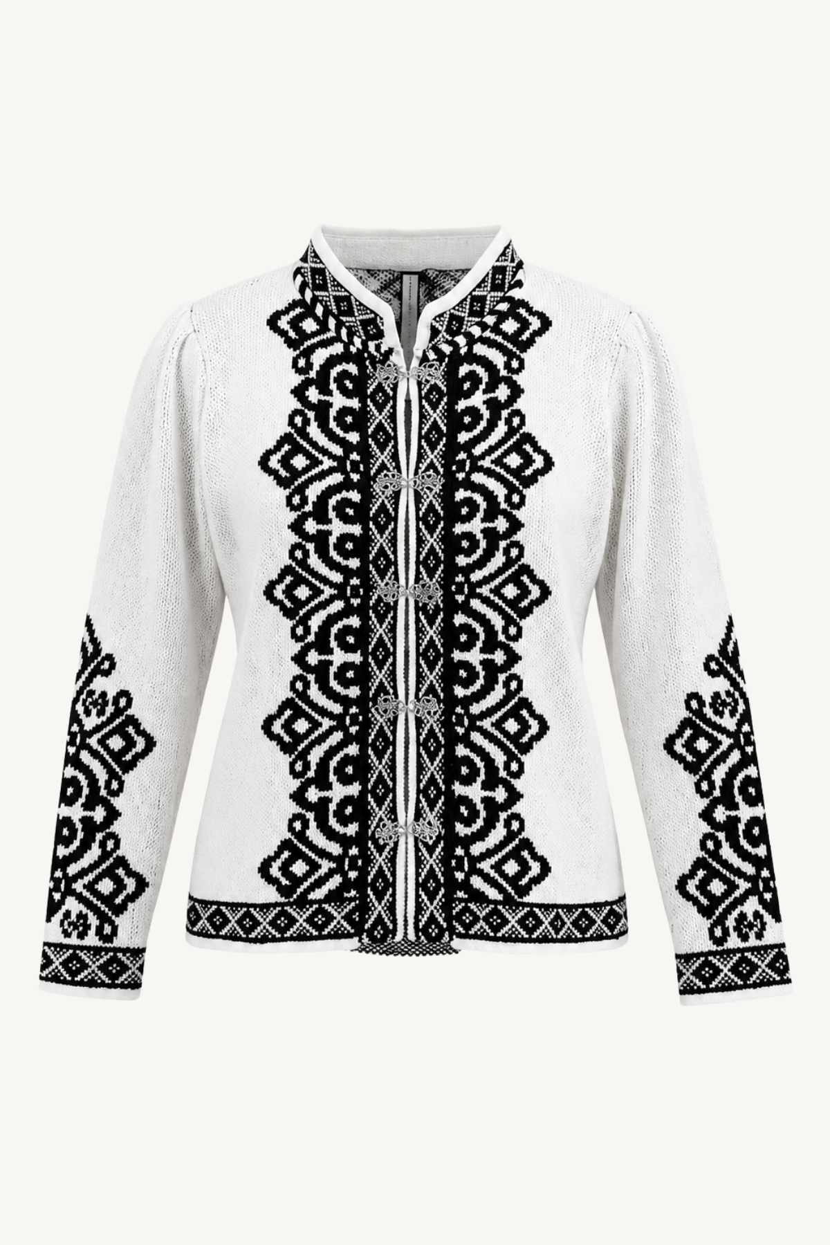 norlandia cardigan - vanilla with onyx black