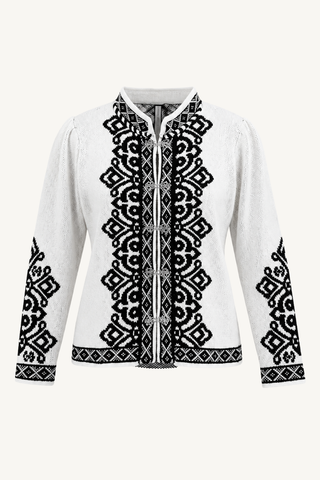 norlandia cardigan - vanilla with onyx black