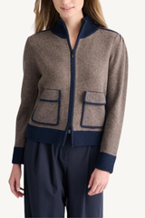 tweed zip cardigan - navy multi