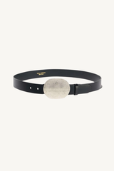 wayne belt - black with hammered antique silver buckle