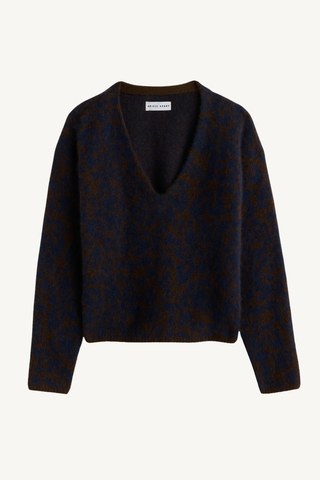 softest silk cashmere v-neck - leo floral midnight