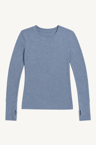 cashmere cuffed crew - steel blue