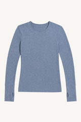 cashmere cuffed crew - steel blue
