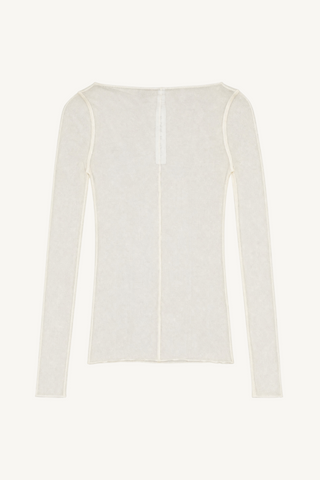 slash neck tee - cream silk tulle