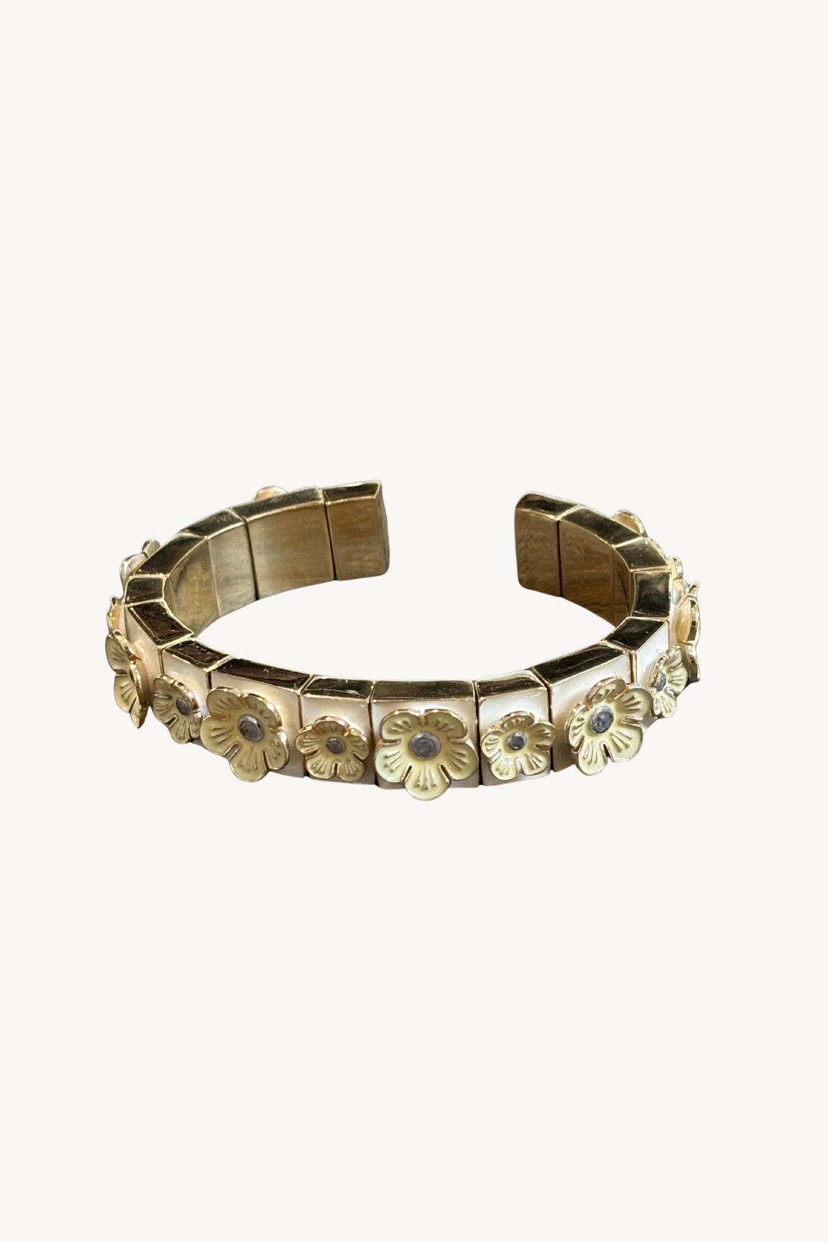 enamel and flower cuff bracelet