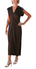 monde drape bias maxi dress - black coffee