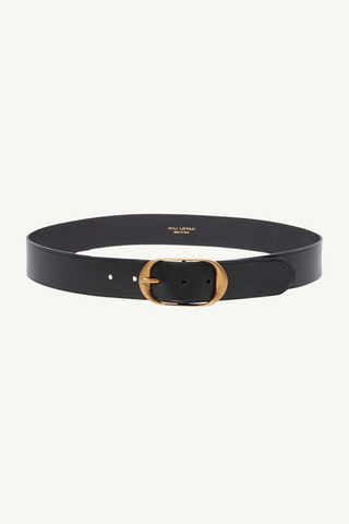 nili belt - black with antique brass buckle