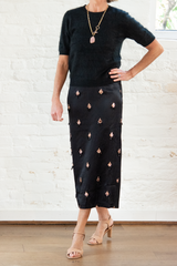 brushed cashmere short sleeve crew - black