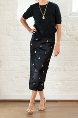 brushed cashmere short sleeve crew - black