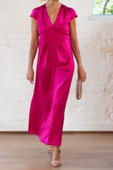 diva long dress - regio fuxia silk