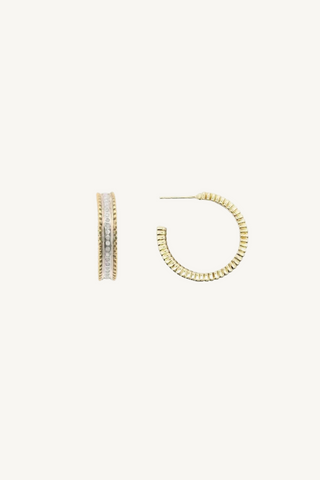 pave diamond small hoop earrings with caviar gold border