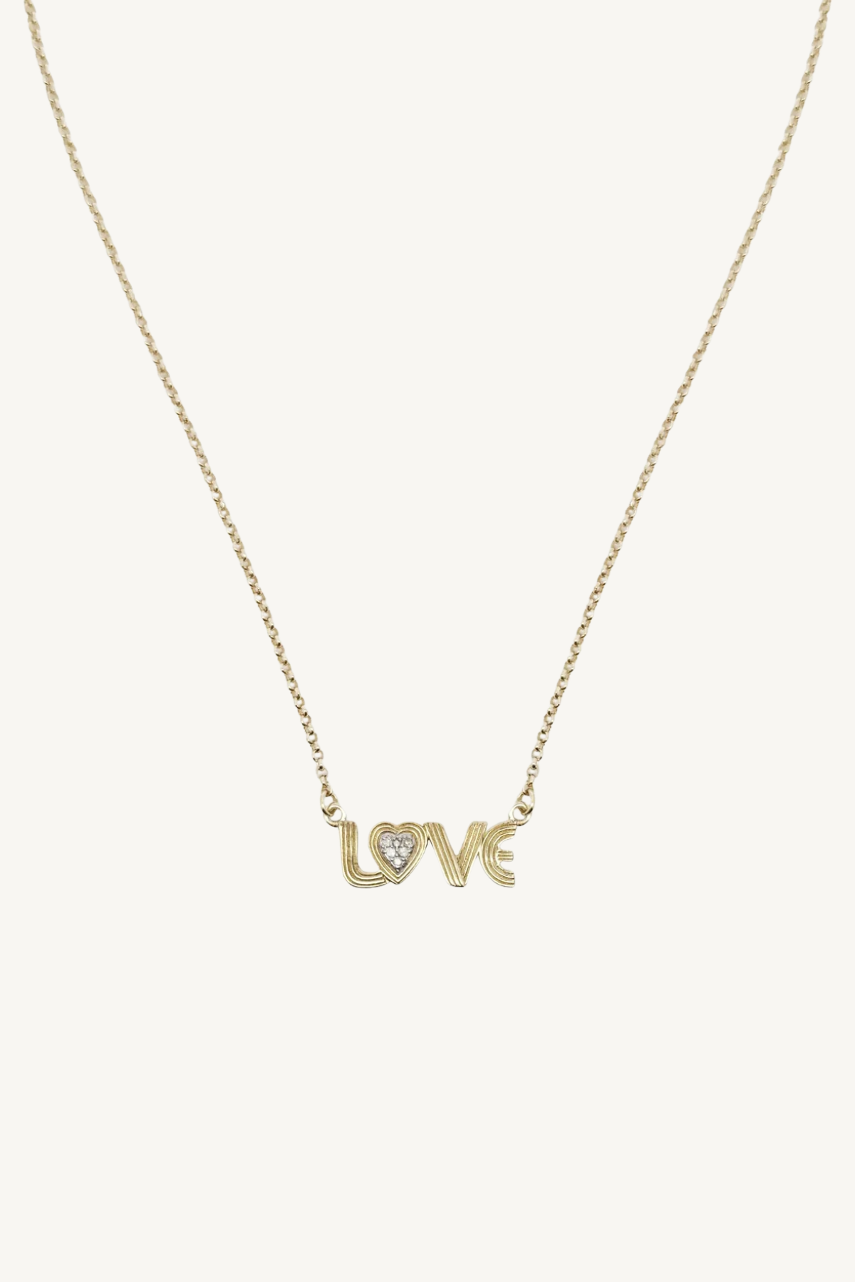 17" pave diamond "love" necklace